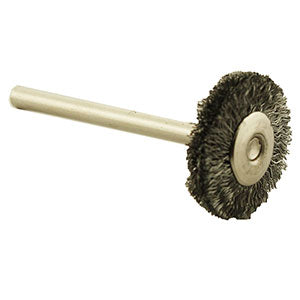 3/4" Miniature Crimped Steel Wire Brush mounted on 1/8" arbor