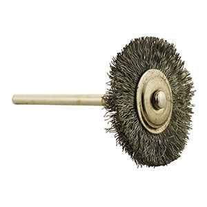 1" Miniature Crimped Steel Wire Brush mounted on 3/32" arbor