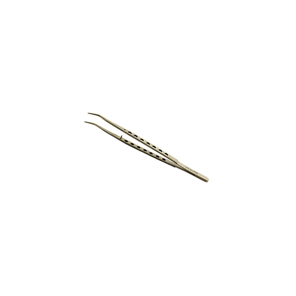 Grobet USA Handling Tweezer with Elongated Curved Serrated Points