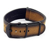 DASSARI Slater dn9.3.mb Distressed Leather NATO Strap w Matte Black Hardware in Tan