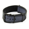 DASSARI Slater dn9.5.mb Distressed Leather NATO Strap w Matte Black Hardware in Blue