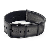 DASSARI Slater dn9.7.mb Distressed Leather NATO Strap w Matte Black Hardware in Grey