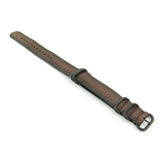 Distressed Leather Nato Strap In Dark Brown With Heavy Duty Matte Black Rings Pic2