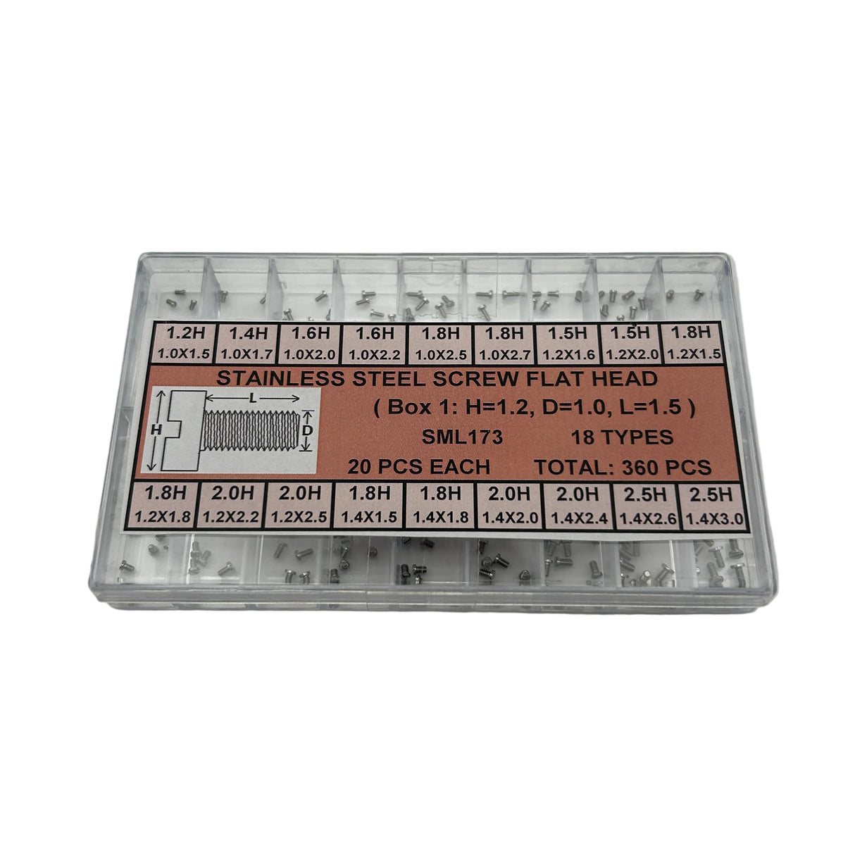 Stainless Steel Flat Head Screw Assortment (360 Pieces)