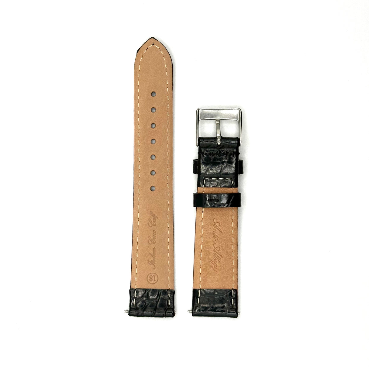 Crocodile Grain Genuine Leather Strap - Brown (by PERRIN)