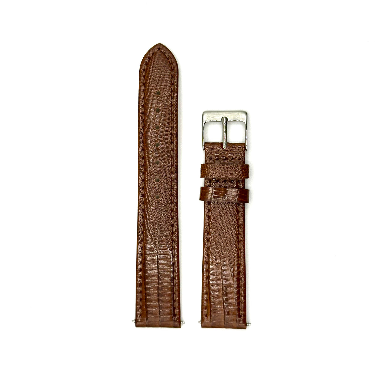 Lizard Grain Genuine Leather Strap - Brown (by PERRIN)