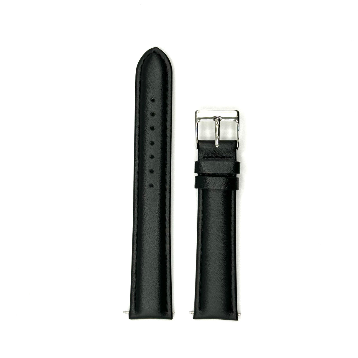 Plain Grain Genuine Leather Strap - Black (by PERRIN)