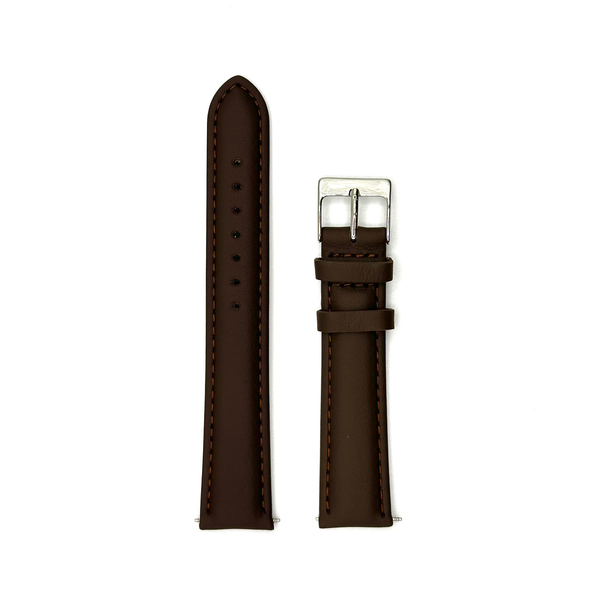 Plain Grain Genuine Leather Strap - Brown (by PERRIN)
