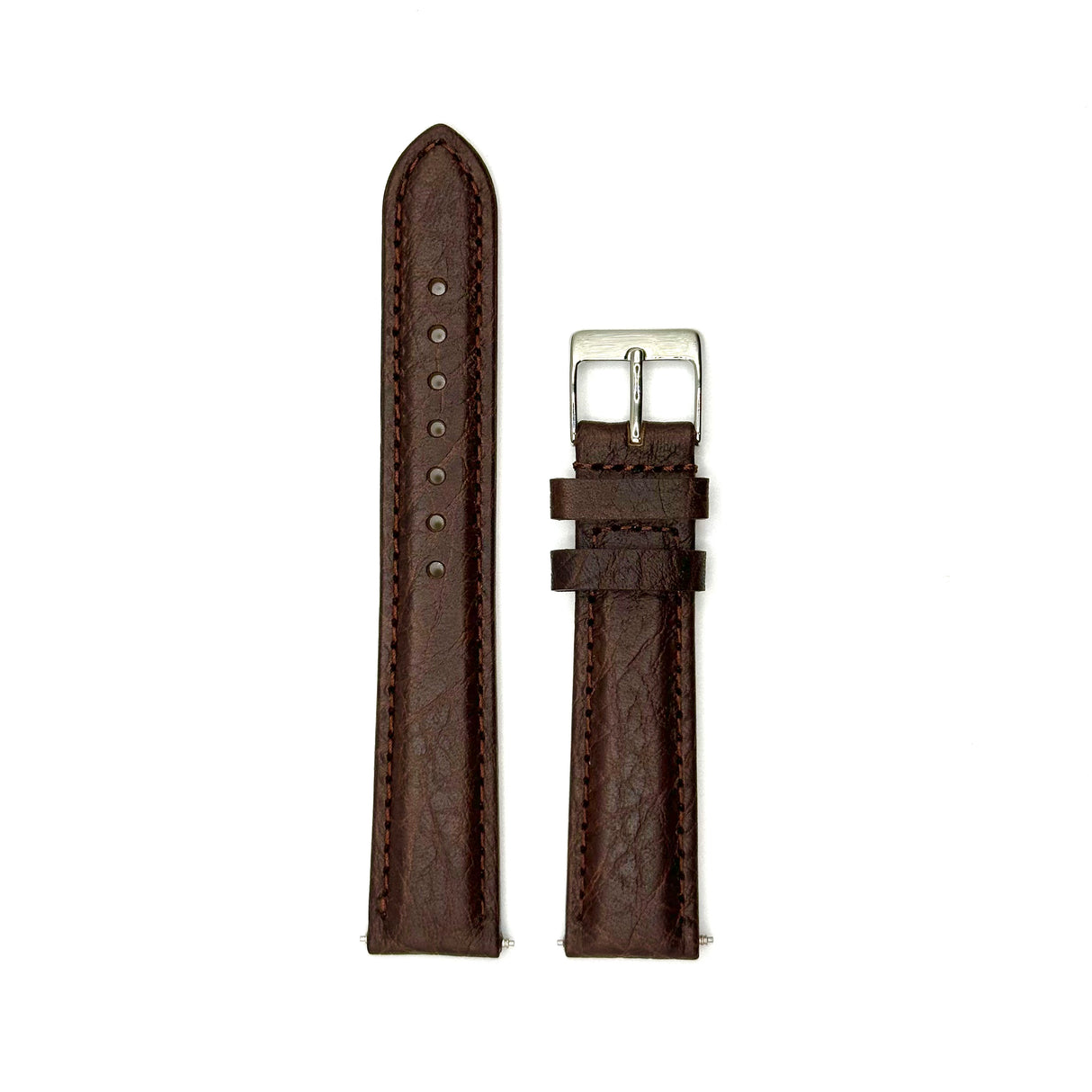 Buffalo Grain Genuine Leather Strap - Brown (by PERRIN)