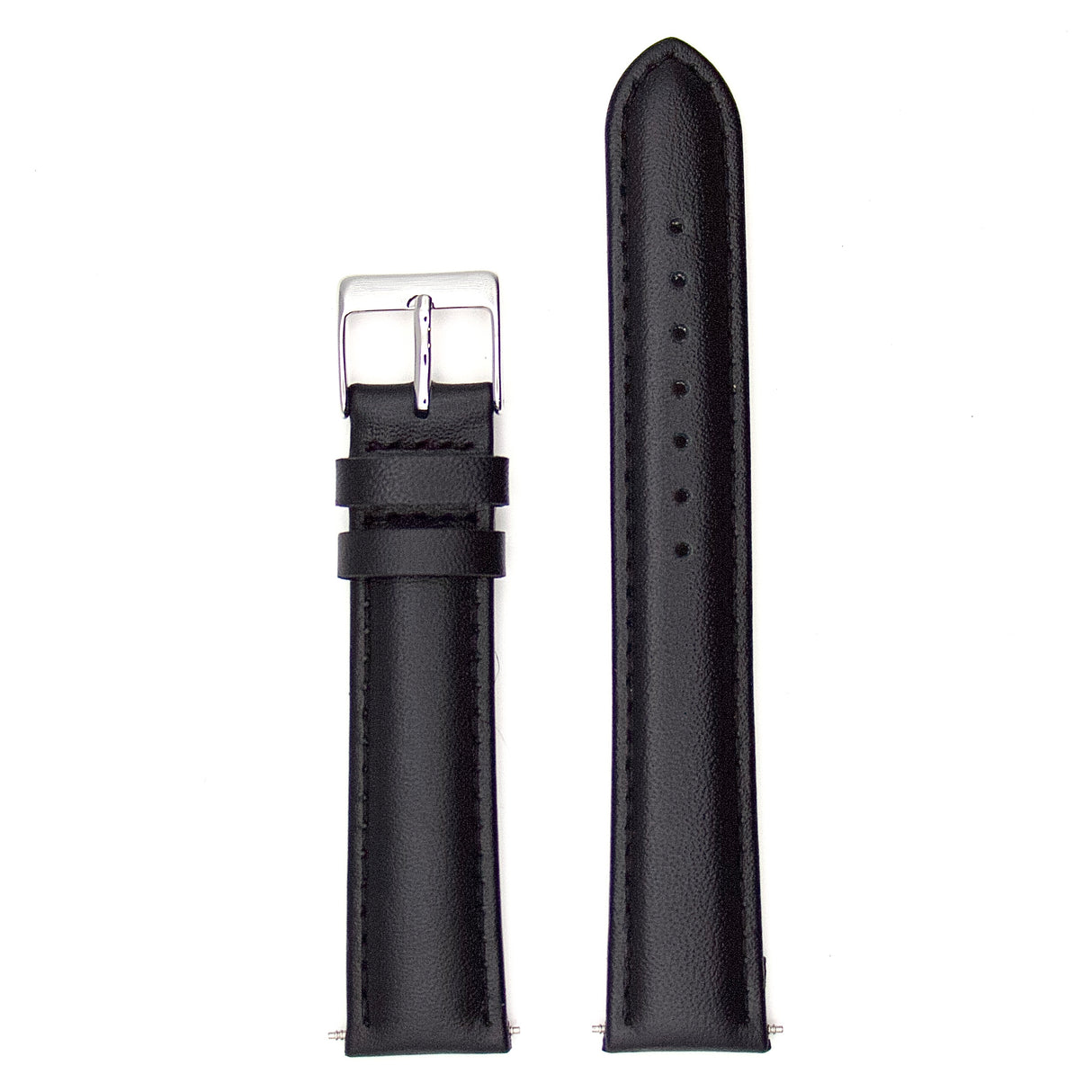 Plain Grain Genuine Leather Strap - Black (by PERRIN)