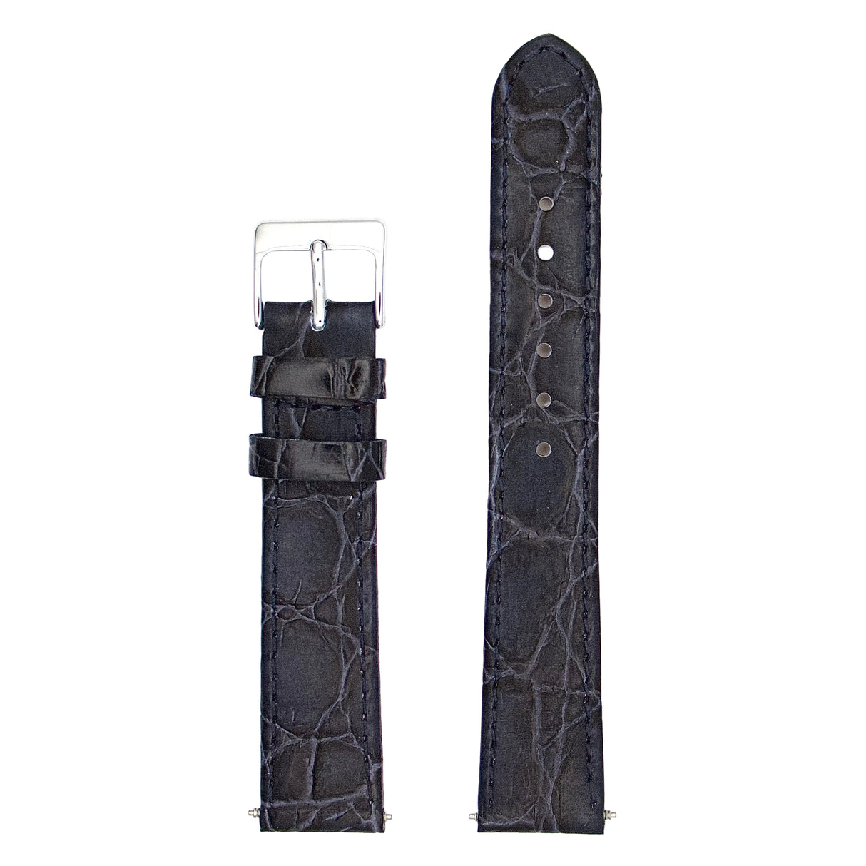 Vintage Crocodile Grain Genuine Leather Strap - Navy (120)