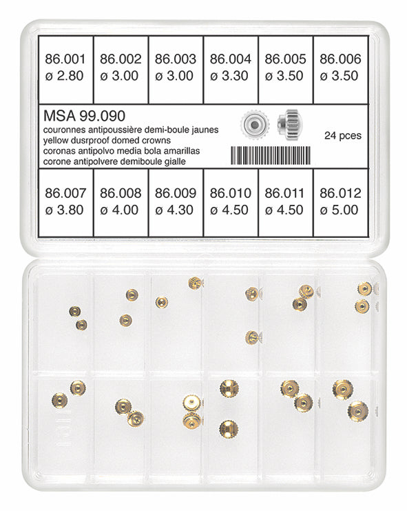 Dust-Proof Domed Yellow Crown Assortment (24 Crowns, 12 models)