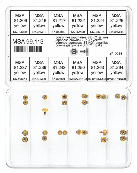 Generic Yellow Crown Assortment to fit Seiko® (24 Crowns, 12 models)