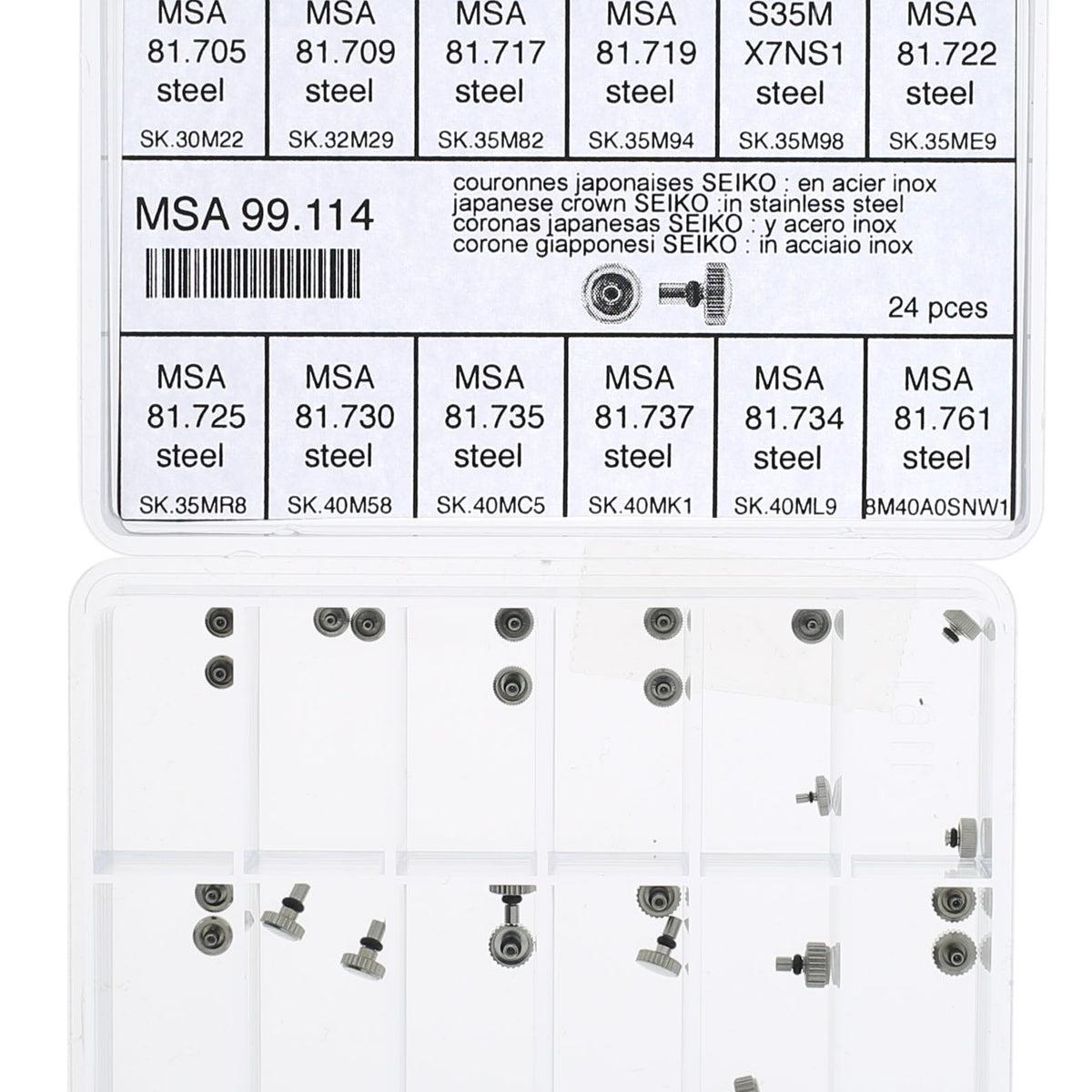 Generic Steel Crown Assortment to fit Seiko® (24 Crowns, 12 models ...