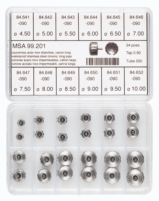 Water-Proof Long Pipe Crown Assortment 2.50mm Tube/Tap 90
