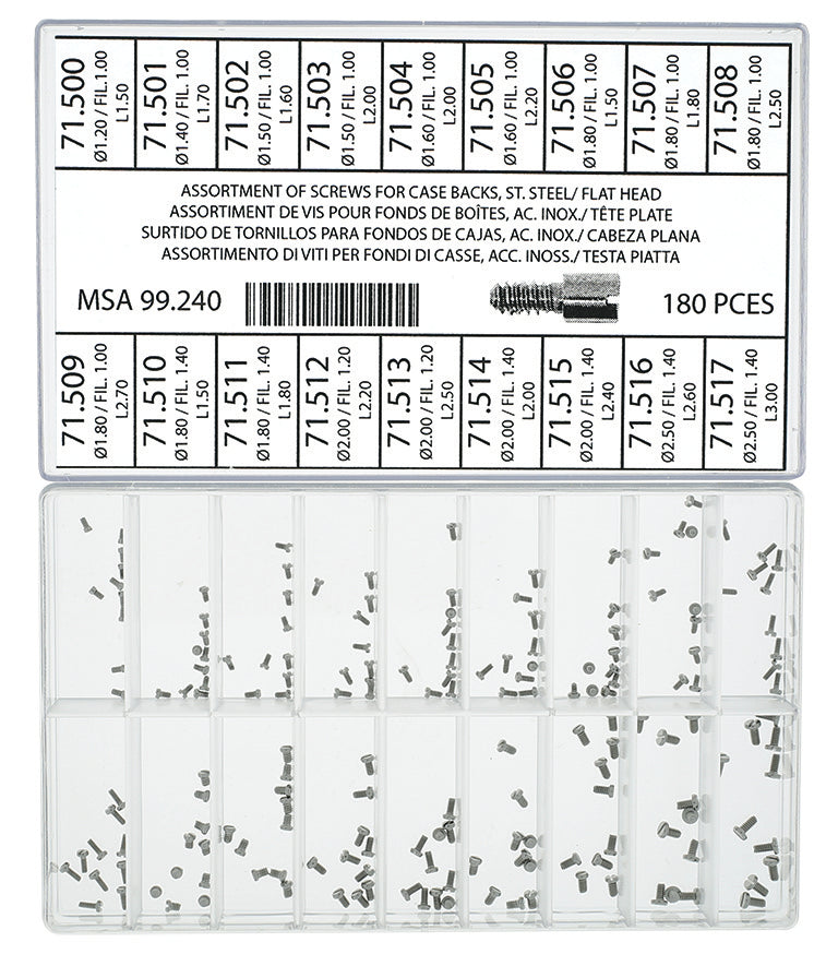 Assortment Of Stainless Steel Case Back Screws (180 Pieces)
