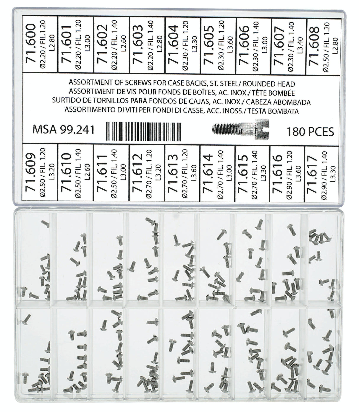 Assortment Of Stainless Steel Case Back Screws (Rounded Head)