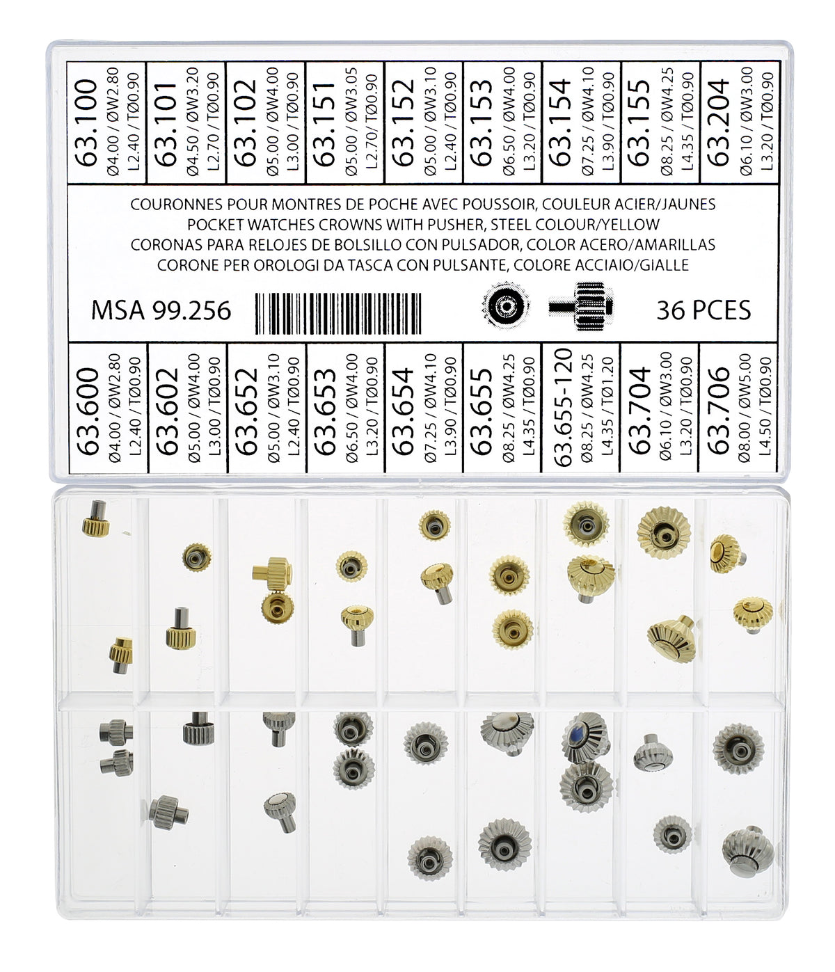 Antique Pusher-Style Pocket Watch Crown Assortment (36 crowns/18 models)