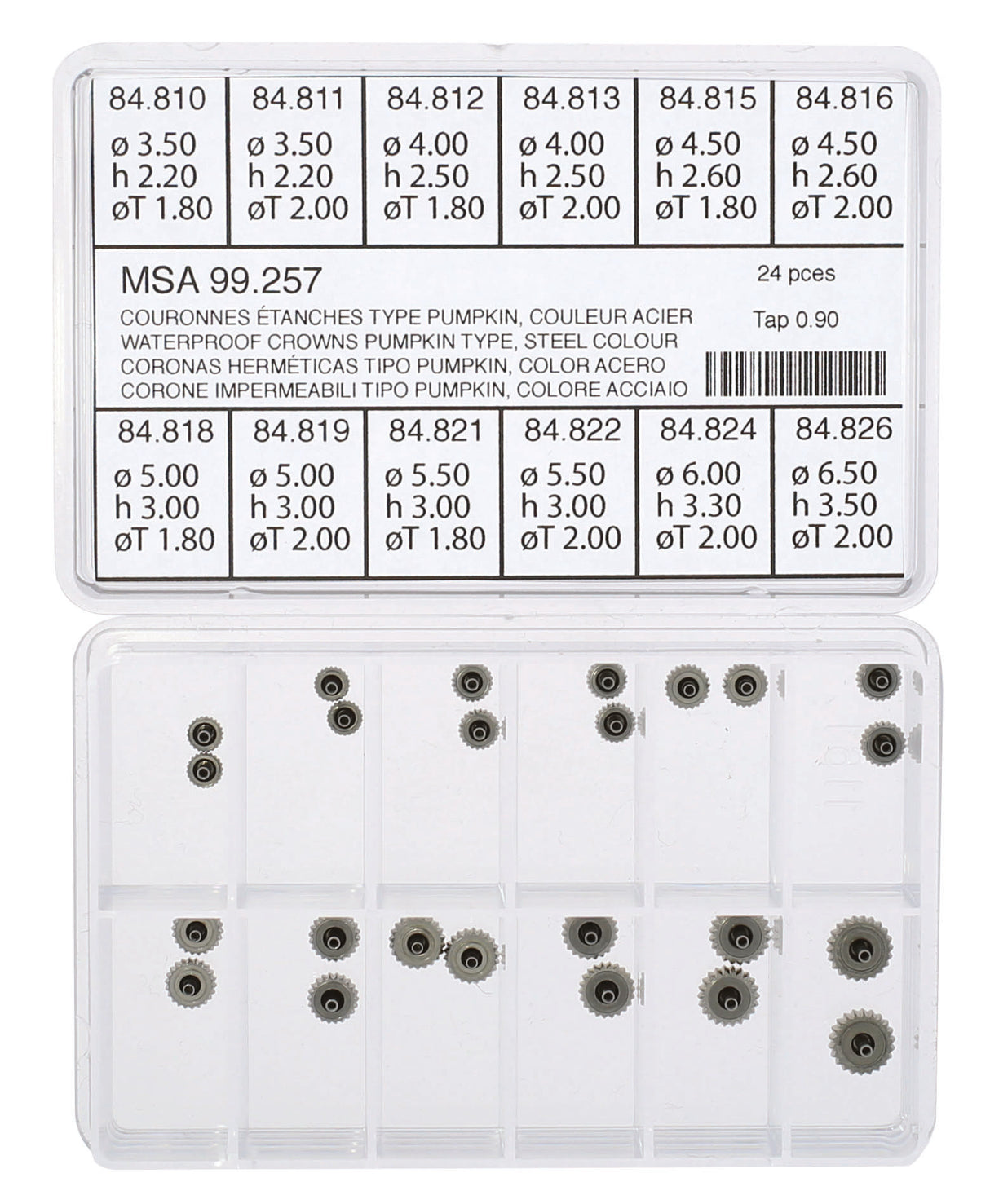 SS Pumpkin Shape Waterproof Long-pipe Crown Assortment (24 crowns/12 models)