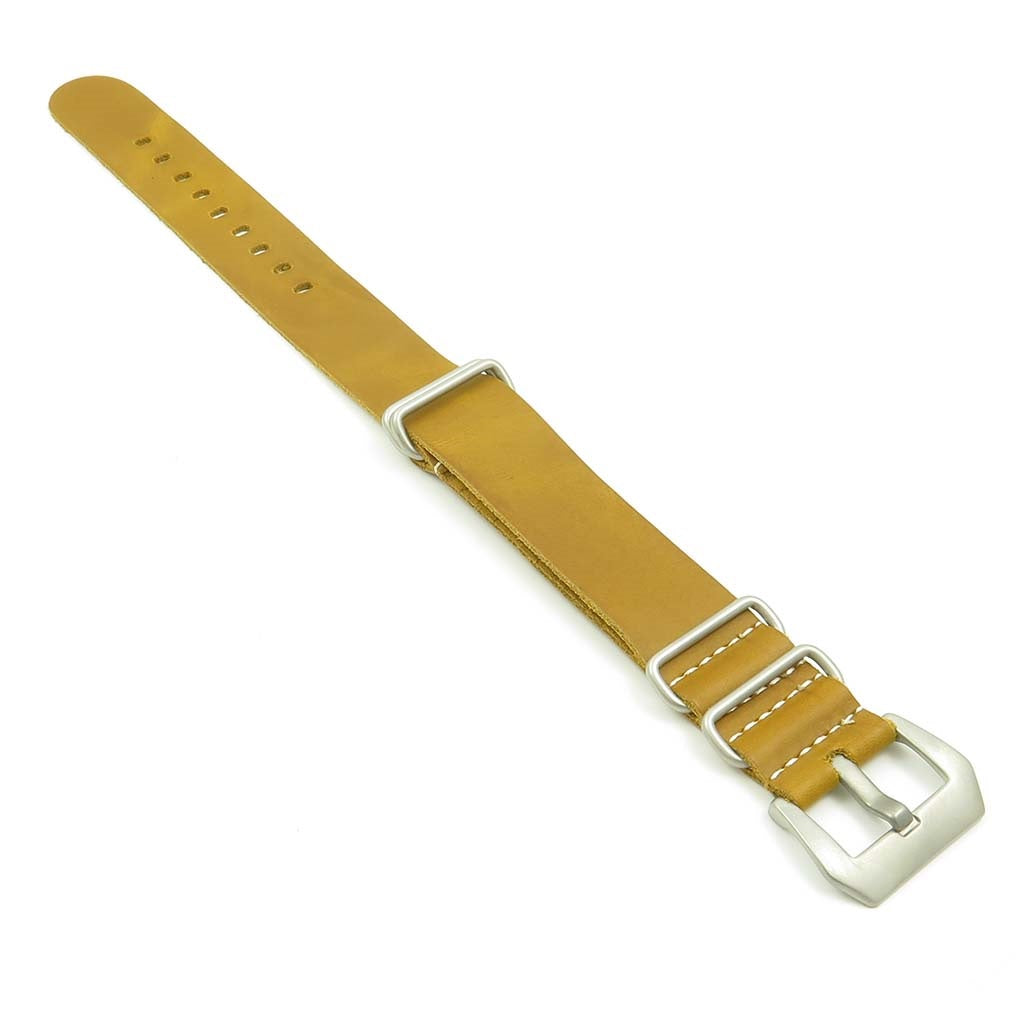 NT.3.pv Leather NATO Strap w Pre-V Buckle in Amber