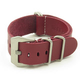 NT.6.pv Leather NATO Strap w Pre-V Buckle in Red