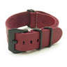 NT.6.pv.mb Leather NATO Strap w Black Pre V Buckle in Red