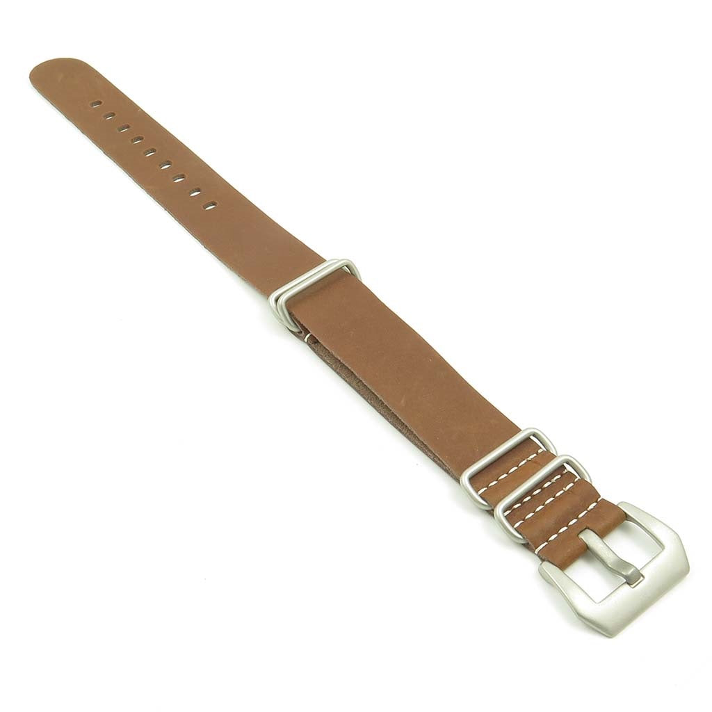 NT.9.pv Leather NATO Strap w Pre-V Buckle in Brown