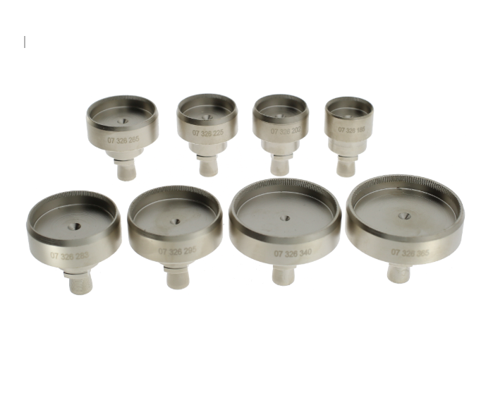 Horotec Assortment of 8 Steel Dies For Rolex Case Backs (18.5mm to 36.5mm)