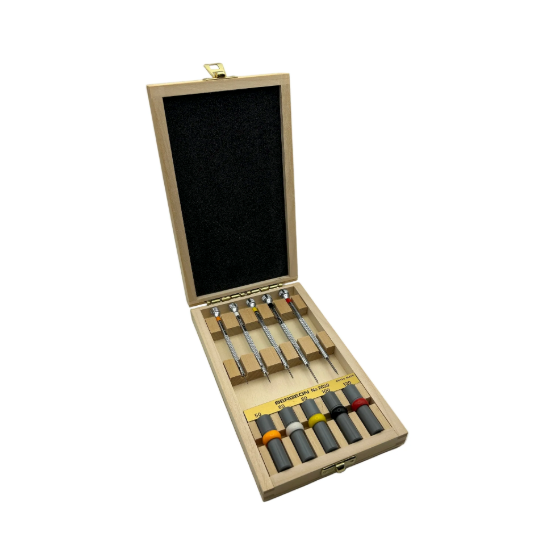 Bergeon Set of 5 Stainless Steel Ergonomic Screwdrivers in Wood Box