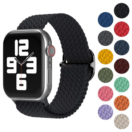 a.ny6 Gallery Black StrapsCo Braided Stretch Band Strap for Apple Watch 38mm 40mm 41mm 42mm 44mm 45mm 49mm