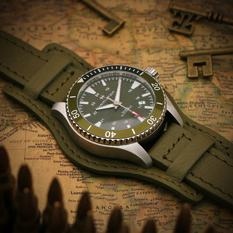 Leather Military Bund Strap By DASSARI