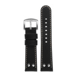 Ds15.1.22 Dassari Leather Strap In Black W White Stitching 3