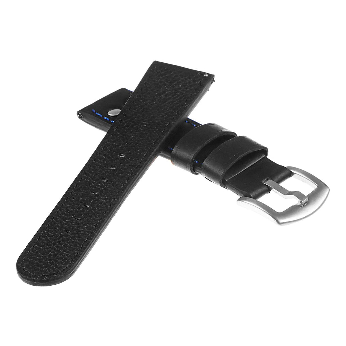 Ds15.1.5 Strap Dassari Leather Strap In Black W Blue Stitching 2