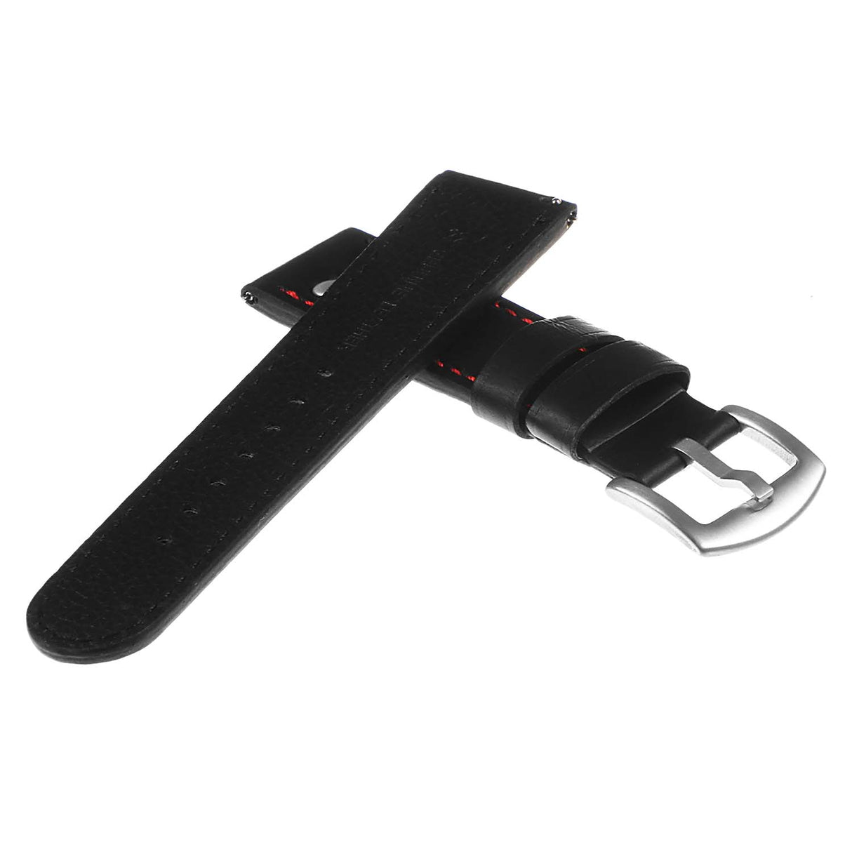 Ds15.1.6 Dassari Leather Strap In Black W Red Stitching 2