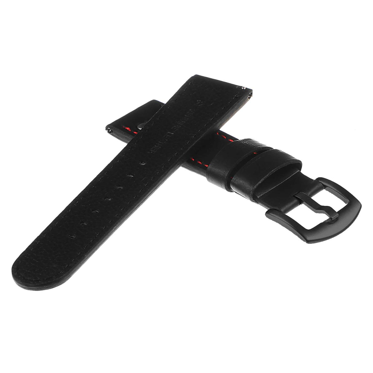 Ds15.1.6.mb Dassari Leather Strap In Black W Red Stitching W Matte Black Buckle 2