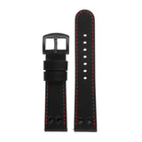 Ds15.1.6.mb Dassari Leather Strap In Black W Red Stitching W Matte Black Buckle 3