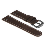 Ds15.2.mb Angled Leather Strap In Brown W Matte Black Buckle