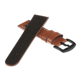 Ds15.3.mb Dassari Leather Strap In Black W Tan Stitching W Matte Black Buckle 2