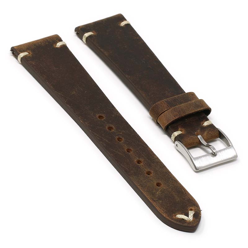 ds17.2 Angle Dark Brown DASSARI Distressed Leather Watch Band Strap 18mm 19mm 20mm 21mm 22mm