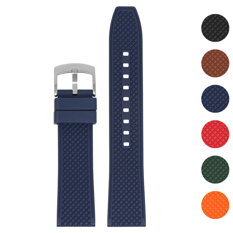 fk10 Gallery Blue StrapsCo DASSARI Textured FKM Rubber Strap w Curved Ends