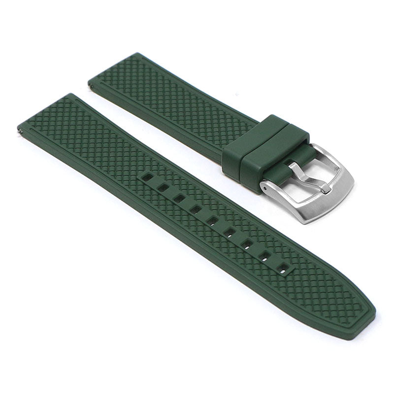 fk10.11 Green Angle StrapsCo DASSARI Textured FKM Rubber Strap w Curved Ends