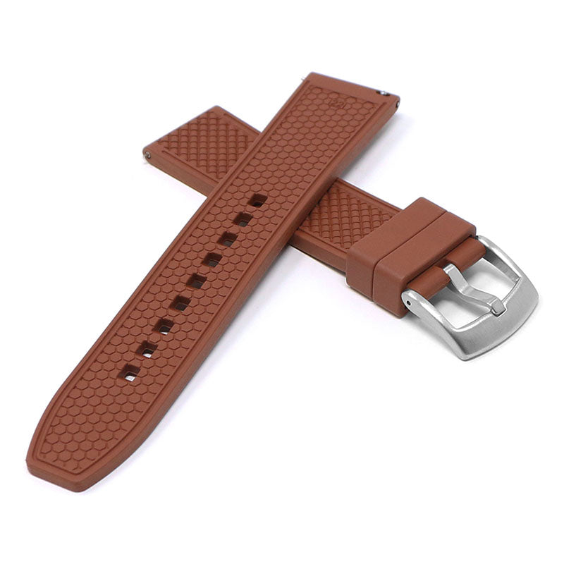 fk10.2 Brown Cross StrapsCo DASSARI Textured FKM Rubber Strap w Curved Ends