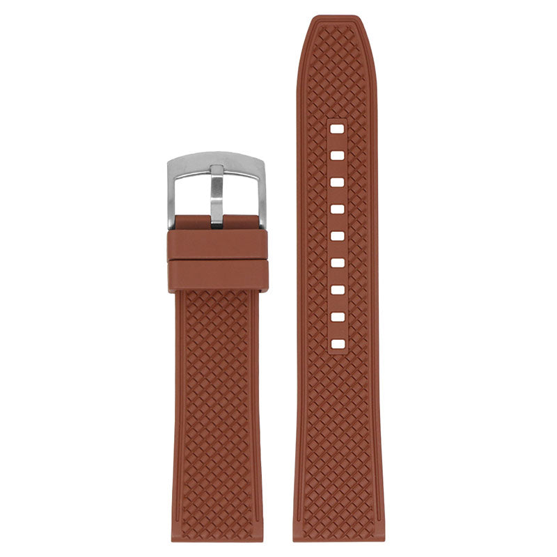 fk10.2 Brown Main StrapsCo DASSARI Textured FKM Rubber Strap w Curved Ends