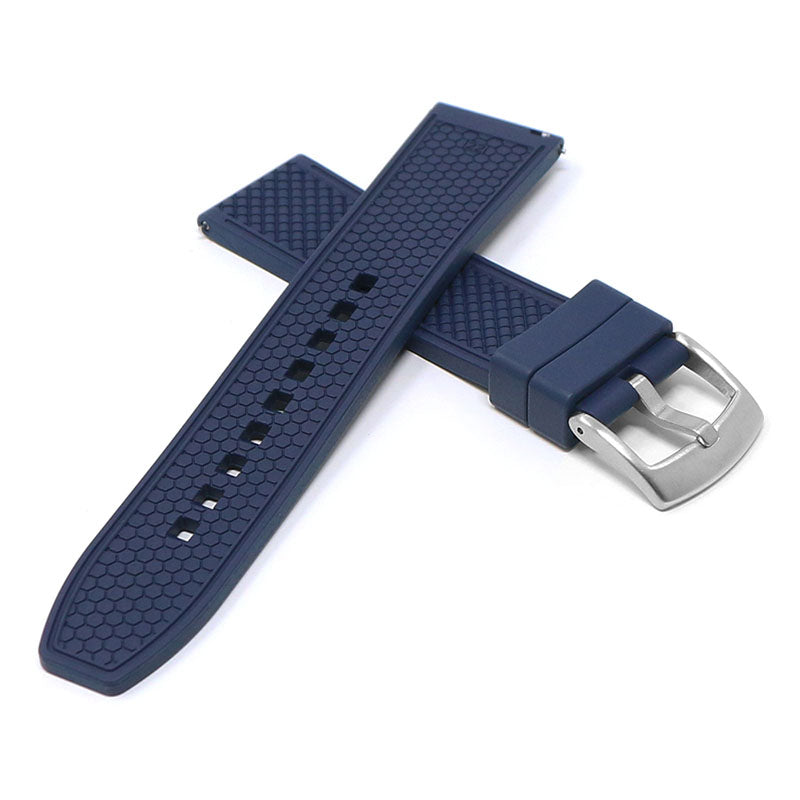 fk10.5 Blue Cross StrapsCo DASSARI Textured FKM Rubber Strap w Curved Ends