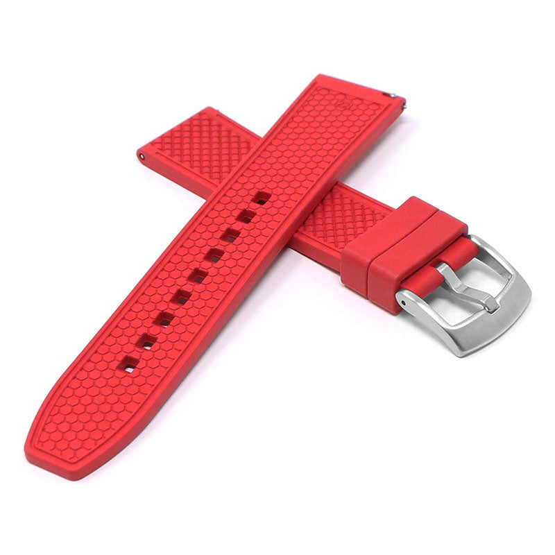 fk10.6 Red Cross StrapsCo DASSARI Textured FKM Rubber Strap w Curved Ends