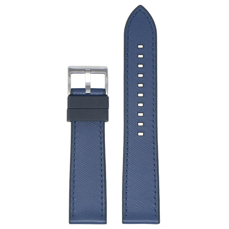 fk16.1.5 Up Black & Blue DASSARI Saffiano Leather FKM Hybrid Watch Band Strap 20mm 22mm