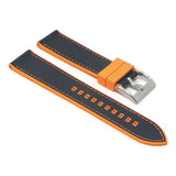 fk16.12.1 Angle Orange & Black DASSARI Saffiano Leather FKM Hybrid Watch Band Strap 20mm 22mm