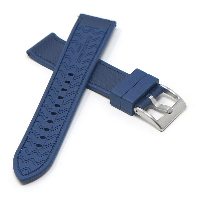 fk16.5.5 Cross Blue DASSARI Saffiano Leather FKM Hybrid Watch Band Strap 20mm 22mm