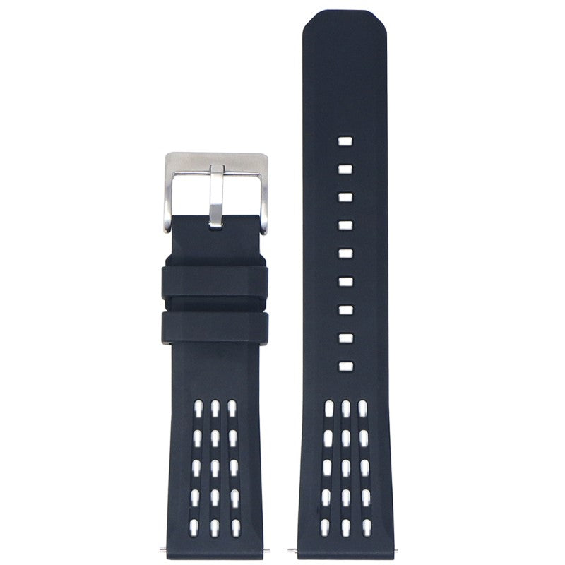 fk17.1 Up Black DASSARI Flex Perforated FKM Rubber Watch Band Strap 20mm 22mm