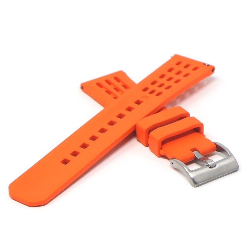 fk17.12 Cross Orange DASSARI Flex Perforated FKM Rubber Watch Band Strap 20mm 22mm